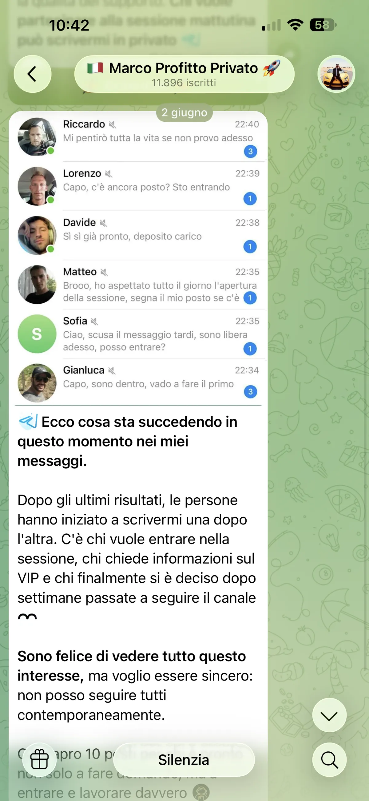 Screenshot truffa — Telegram · 2 giugno 2026