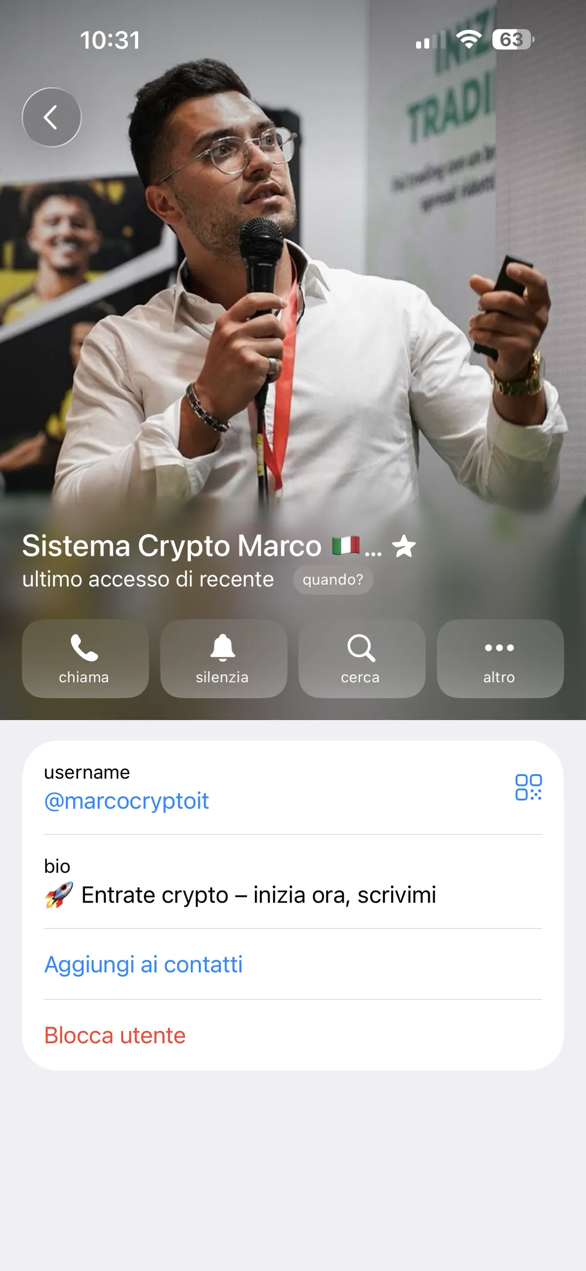 Screenshot truffa — Telegram · 3 giugno 2026