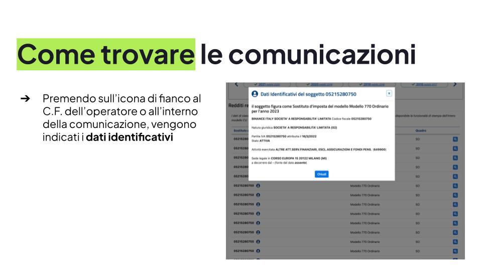 Comunicazioni criptovalute 2023 e 2024 nell'area dedicata