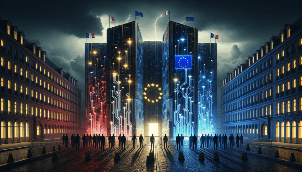 Scontro notturno tra edifici simbolici di Francia e UE con un passaporto digitale conteso